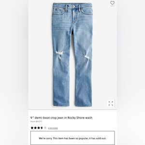 NWT J. Crew 9” Demi-Boot Crop Jean 🎉